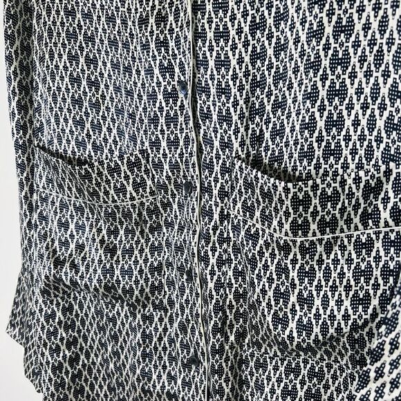 Derek Lam 10 Crosby Black White Silk Button Long-sleeve Top Pockets NWT - Picture 3 of 13
